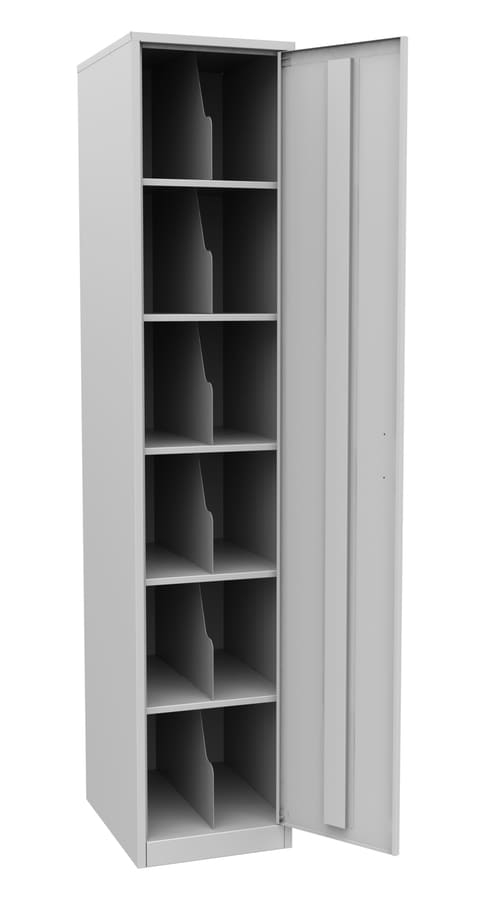 Металлический шкаф для 12 противогазов ХПГ-12, с дверью (1870х380х500) Металлический шкаф для 12 противогазов ХПГ-12, с дверью (1870х380х500)