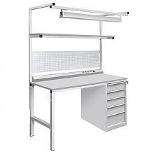 Стол металлический промышленный с тумбой СП-1800Т1 ESD