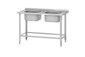 Ванна моечная цельнотянутая ВМЦп - 1500x600x860 Profi Inox, 2 м/о 500x400x250, борт, отв. д/смесит.