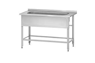 Ванна моечная котломойка ВМЦн - 1200x600x860 Norma Inox, 1 м/о 960x510x380, борт, экран (ножка угловая)