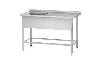 Ванна с рабочей поверхностью РПЦн - 1200x700x860 Norma Inox, левое 1 м/о 400x500x250, борт, отв. д/смесит., экран (ножка угловая)