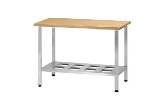 Стол кондитерский СПРн - 1200x600x860 Norma Inox, бук/40 (полка-решетка; ножка профильная, тр. 40x40)