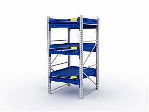 Стеллаж с выкатными платформами S-HEAVY 1000/900 (3 яруса хранения)