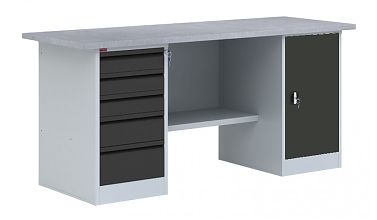 Верстак двухтумбовый (с тумбой и драйвером) - ВП 4/1.6 (Графит)