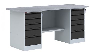 Двухтумбовый металлический верстак ВП-6Т (Графит)